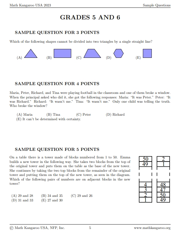 Math Kangaroo 2023年练习题在线做！看你能得多少分？ math kangaroo袋鼠数学竞赛官网